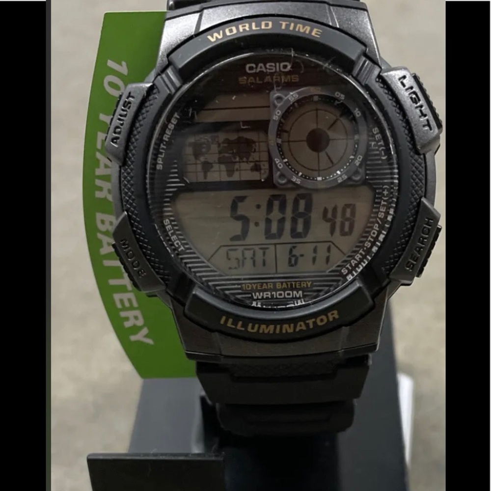 Casio Illuminator Men's World Time Digital Watch 5 Alarms - AE1000W-1AWT No Box